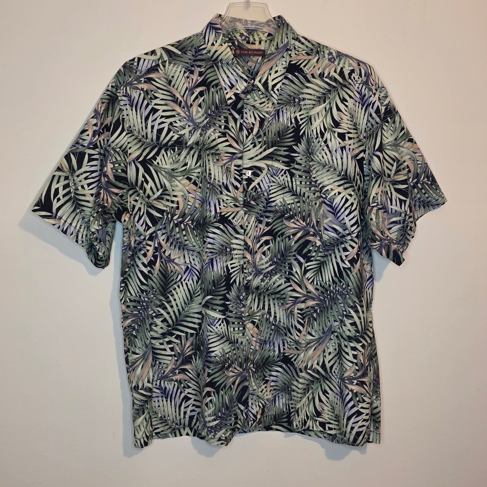 Tori Richard Mens Tropical Palm Leaf Hawaiian Shirt Short Sleeve Button Down 2XL - Picture 3 of 4